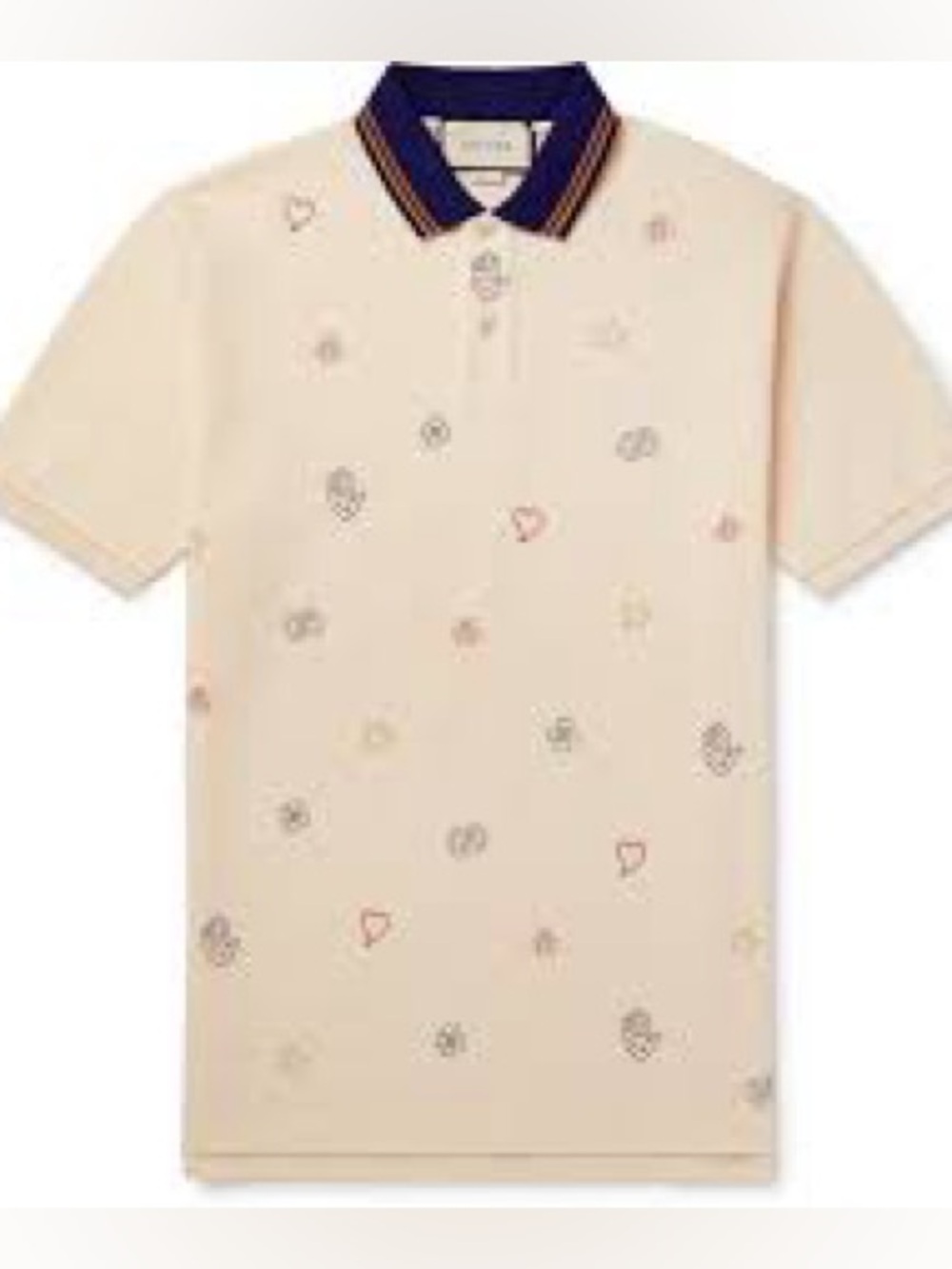 Gucci Symbols Embroidered Cotton Polo Shirt size Small